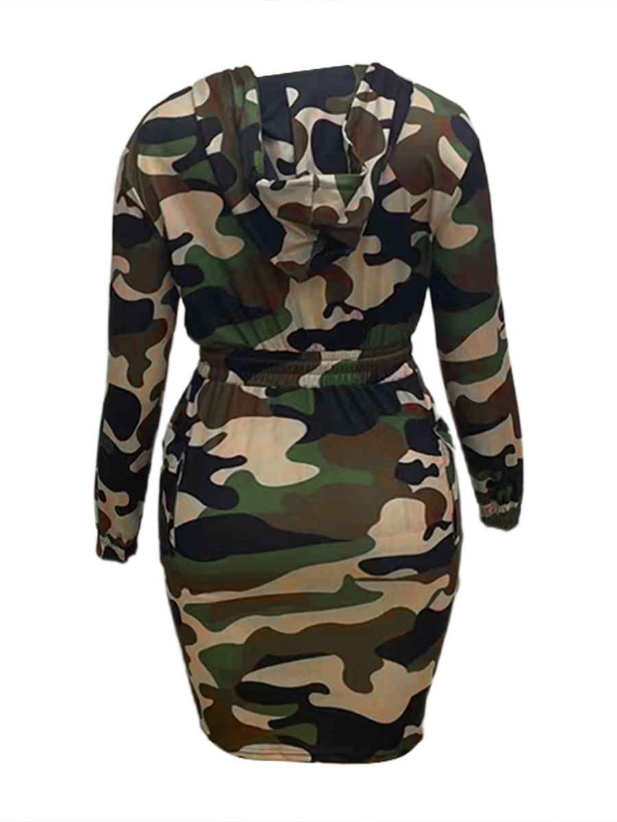 LW Plus Size Camo Print Side Pocket Cargo Dress 2X