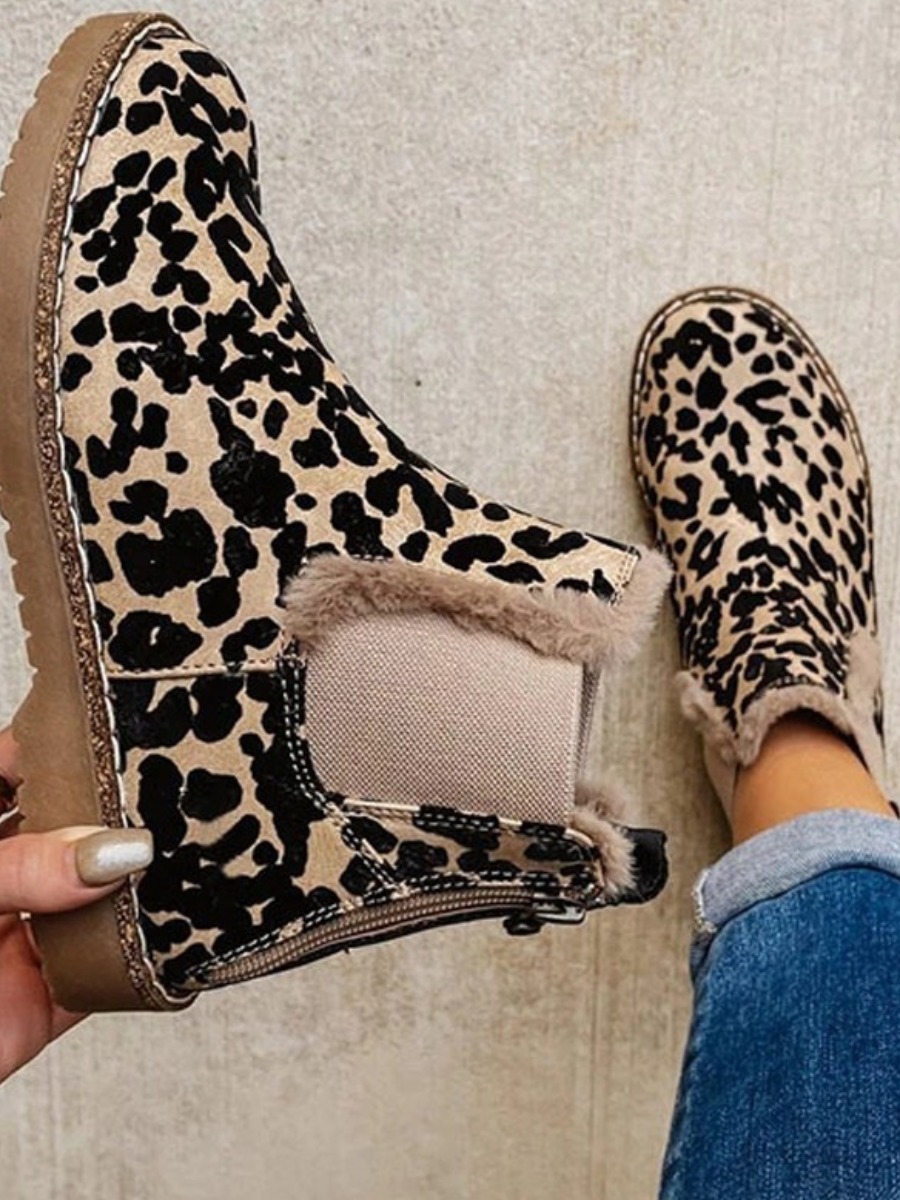 LW Leopard Print Plush Booties