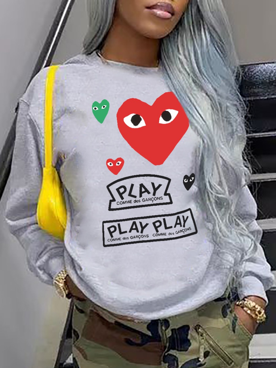 LW Heart Eye Letter Print Sweatshirt