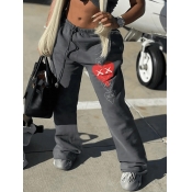 LW Heart Print Drawstring Wide Leg Sweatpants