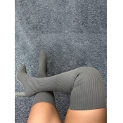 LW Rib Knit Thigh High Boots