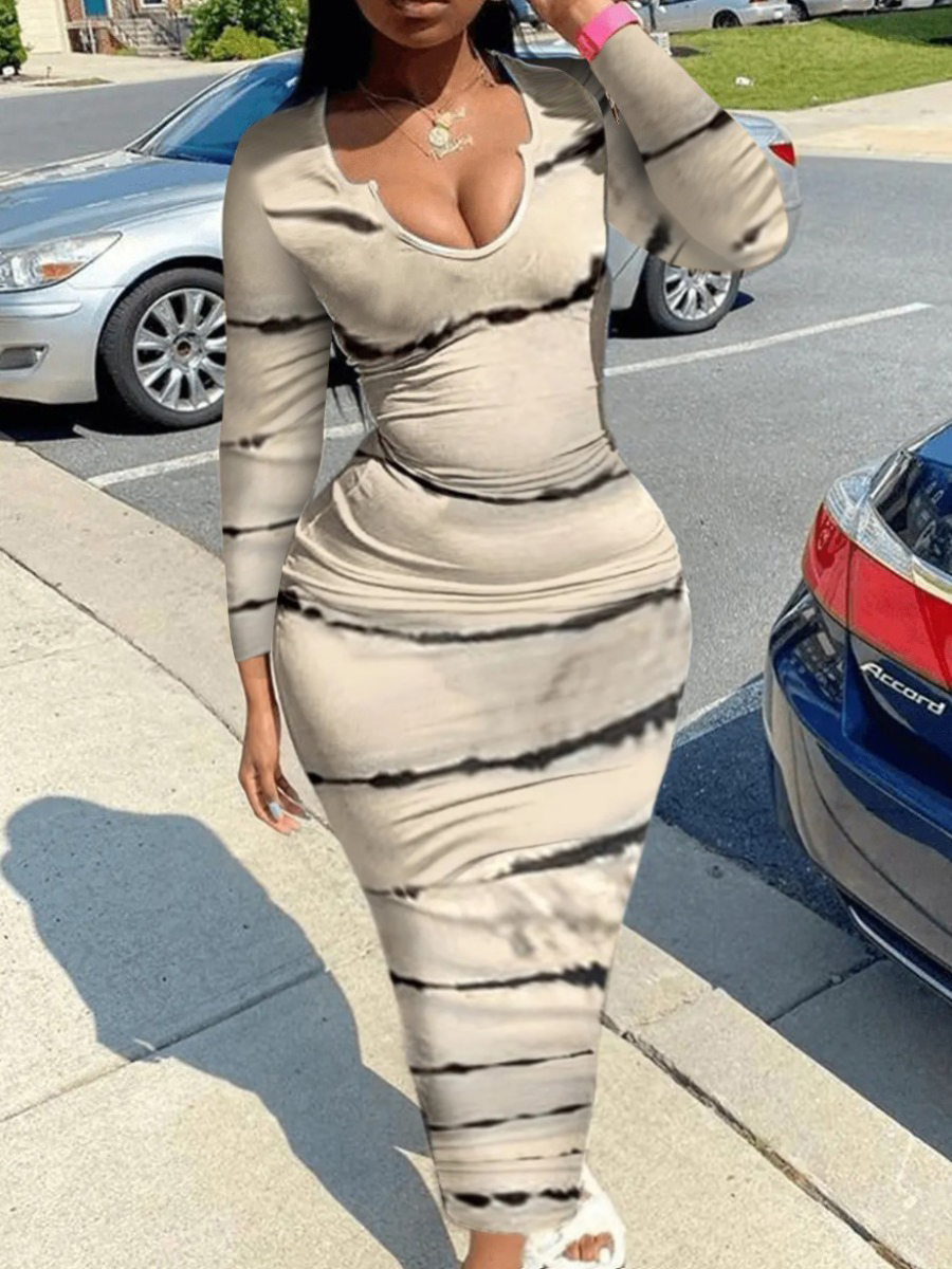 LW Plus Size Striped Bodycon Dress