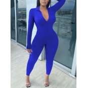 LW BASICS Plus Size Zipper Design Skinny Jumpsuit