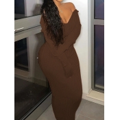 LW BASICS Off The Shoulder Rib Knit Bodycon Dress