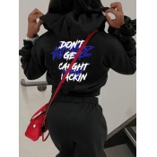 LW Letter Print Kangaroo Pocket Hoodie
