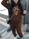 LW Figure Print Kangaroo Pocket Tracksuit Set
