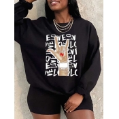 LW Plus Size Figure Letter Print Hoodie
