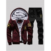 LW Men Hooded Colllar Letter Print Tracksuit Set