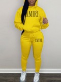 LW Letter Print Kangaroo Pocket Tracksuit Set