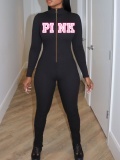 LW Pink Letter Print Jumpsuit