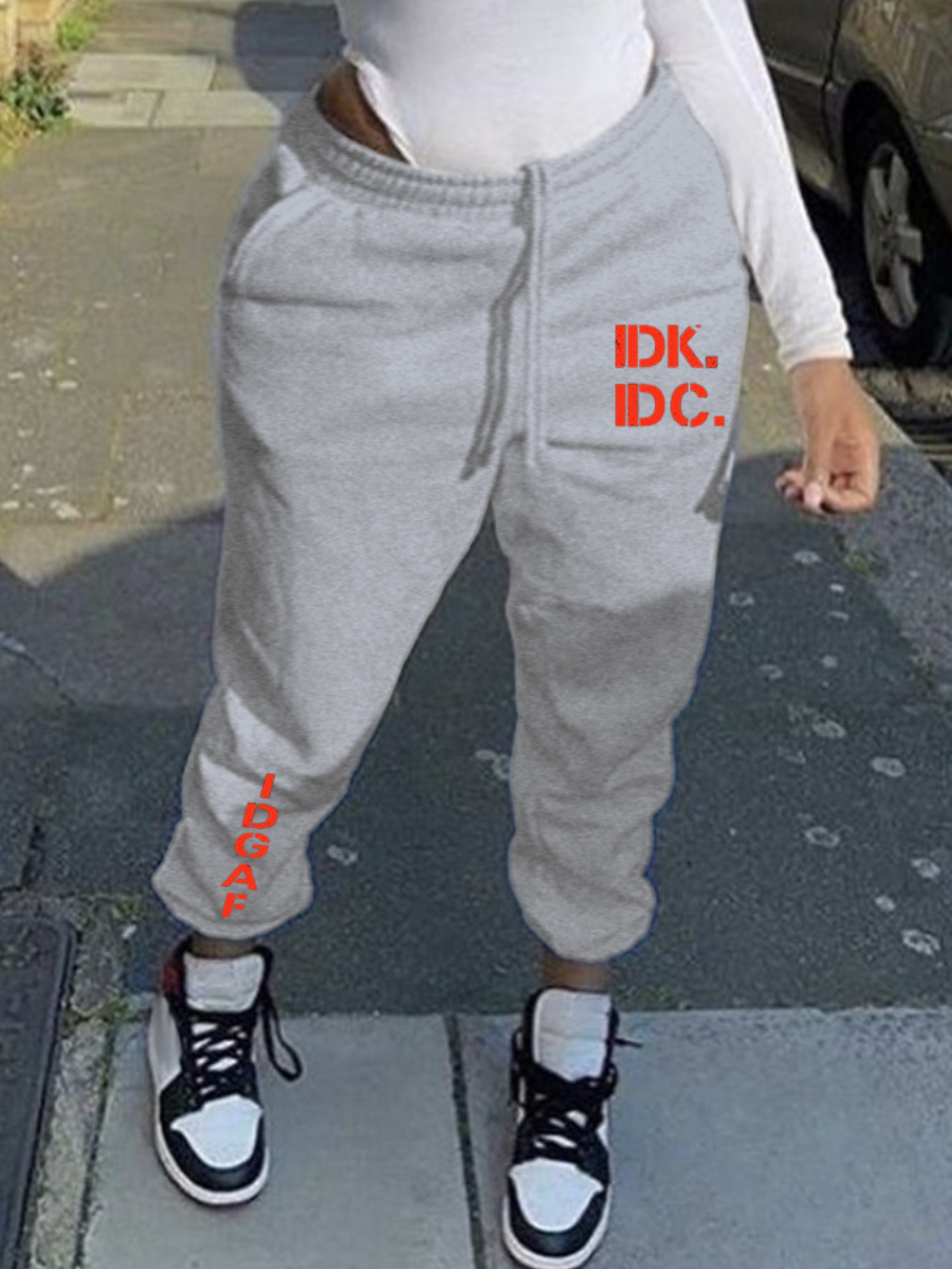 LovelyWholesale Mid Waist Letter Print Drawstring Sweatpants Spring|Fall Street Spring Summer 2024