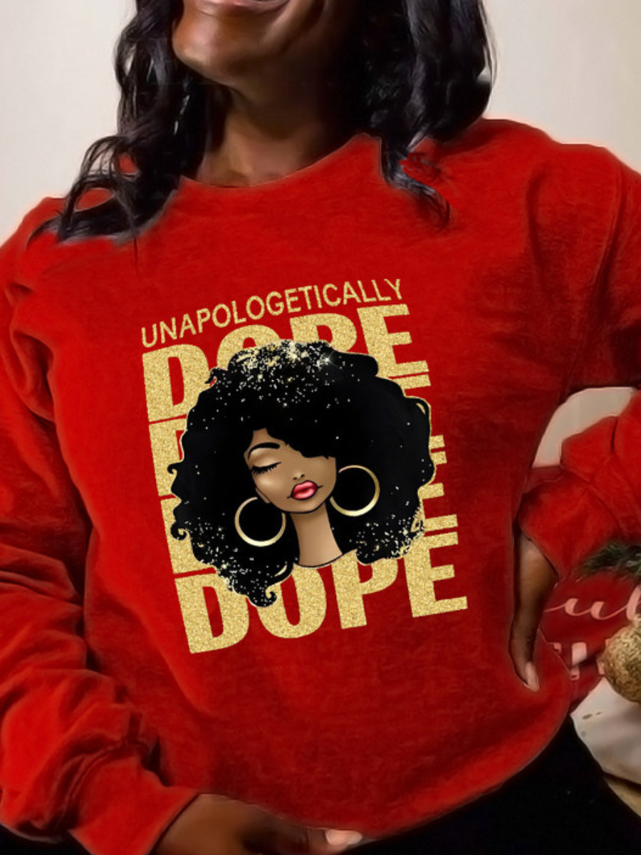 LovelyWholesale Dope Figure Letter Print Sweatshirt Fall Long Sleeve Casual Round Neck Spring Summer 2024