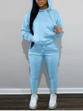 LW BASICS Kangaroo Pocket Drawstring Tracksuit Set