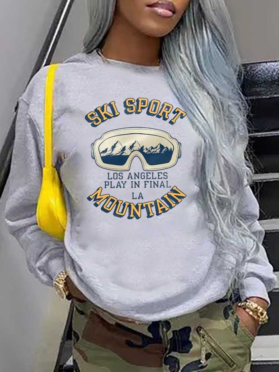 LW Letter Print Regular Fit Sweatshirt