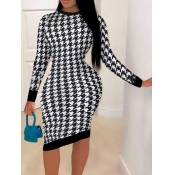 LW SXY Plus Size Houndstooth Bodycon Dress