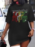 LW Plus Size Rhinestone Dope Letter T-shirt Dress