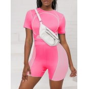 LW Sporty Round Neck Striped Watermelon Red Two Pi