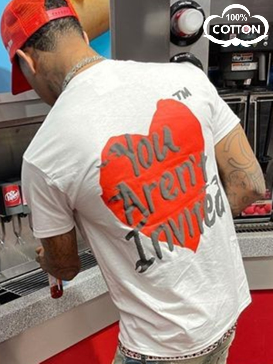 LW Men Cotton Heart Letter Print T-shirt