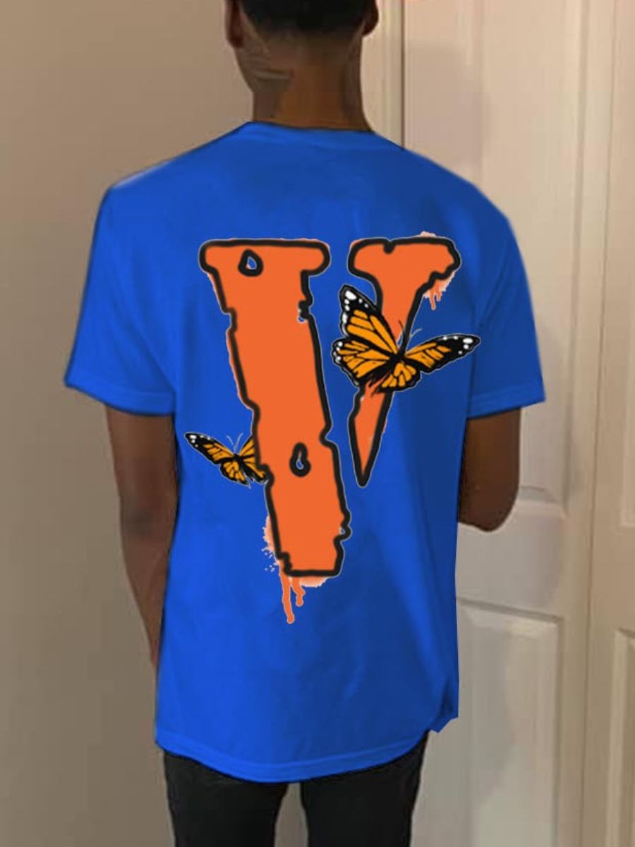 LW Men Butterfly Letter Print T-shirt