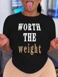 LW Plus Size Worth The Weight Letter Print T-shirt
