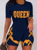 LW Queen Letter Print Shorts Set