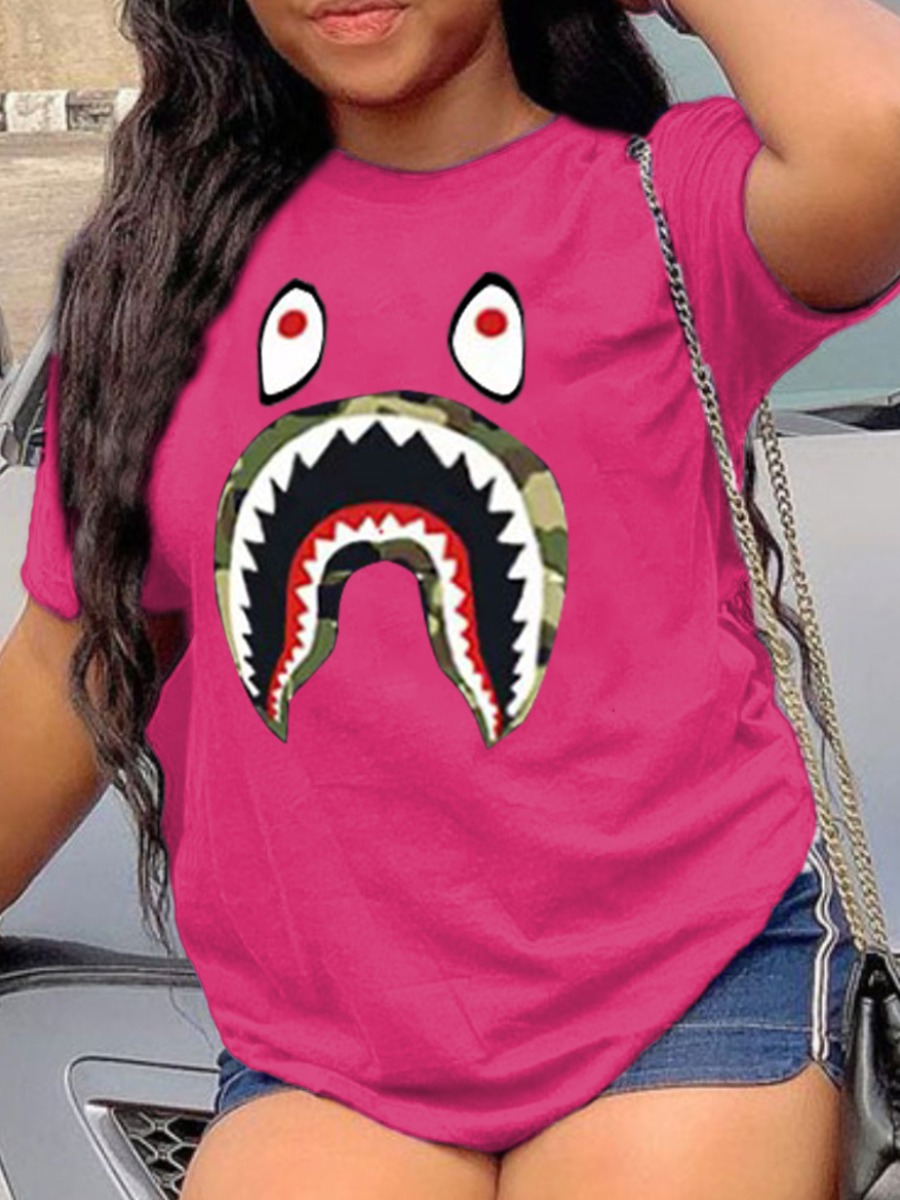 LW Fish Mouth Cartoon Print T-shirt