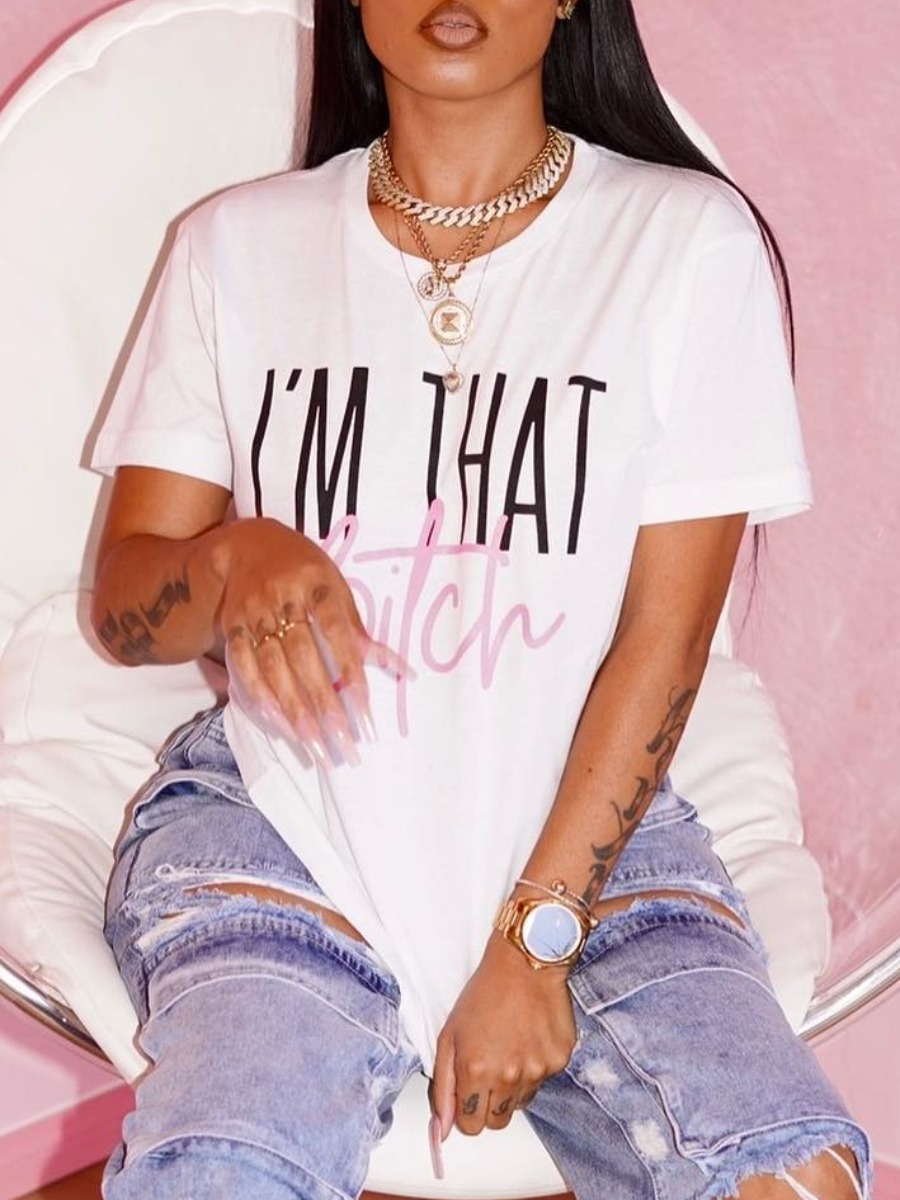 LW Letter Print Regular Fit T-shirt