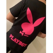 LW Men Cotton Cartoon Letter Print T-shirt