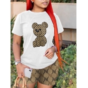 LW Geometric Bear Print Shorts Set