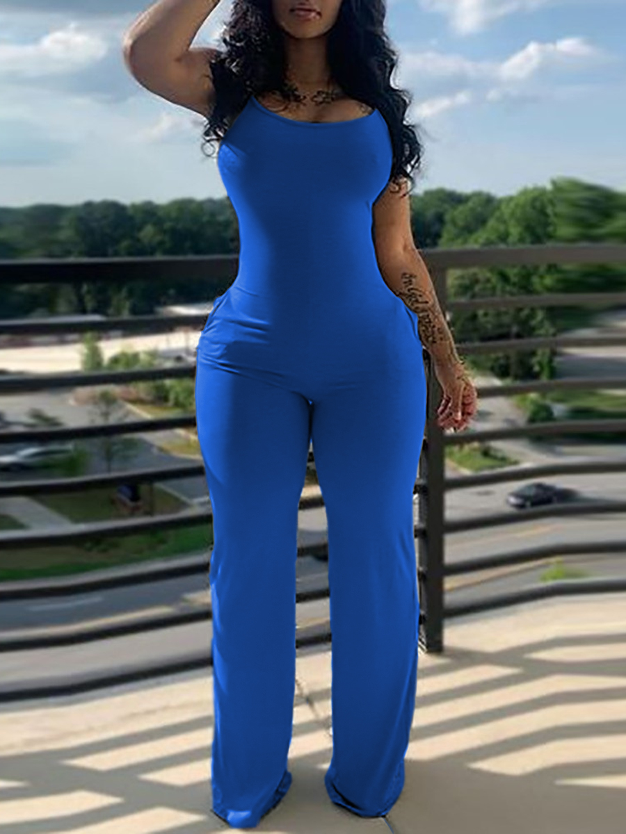 LW BASICS Plus Size Pocket Design Cami Jumpsuit