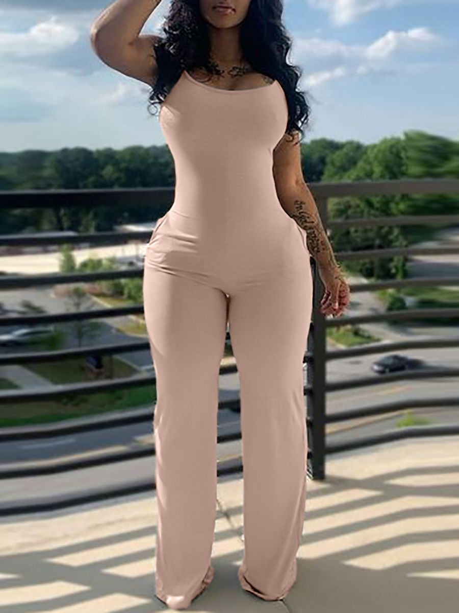 LW BASICS Plus Size Pocket Design Cami Jumpsuit