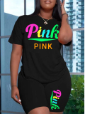 LW Pink Letter Print Shorts Set