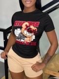 LW Cartoon Skate Or Die Letter Print Shorts Set