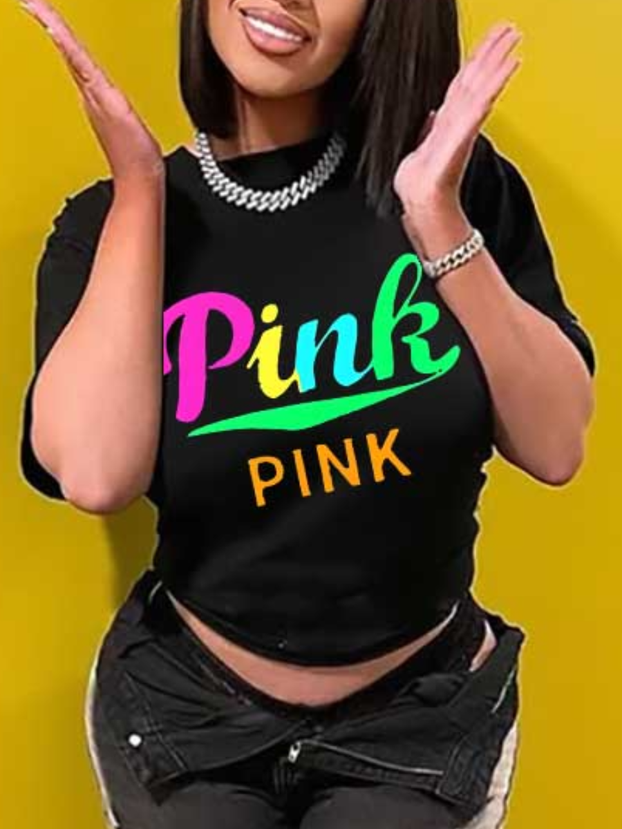 LW Pink Letter Print T-shirt