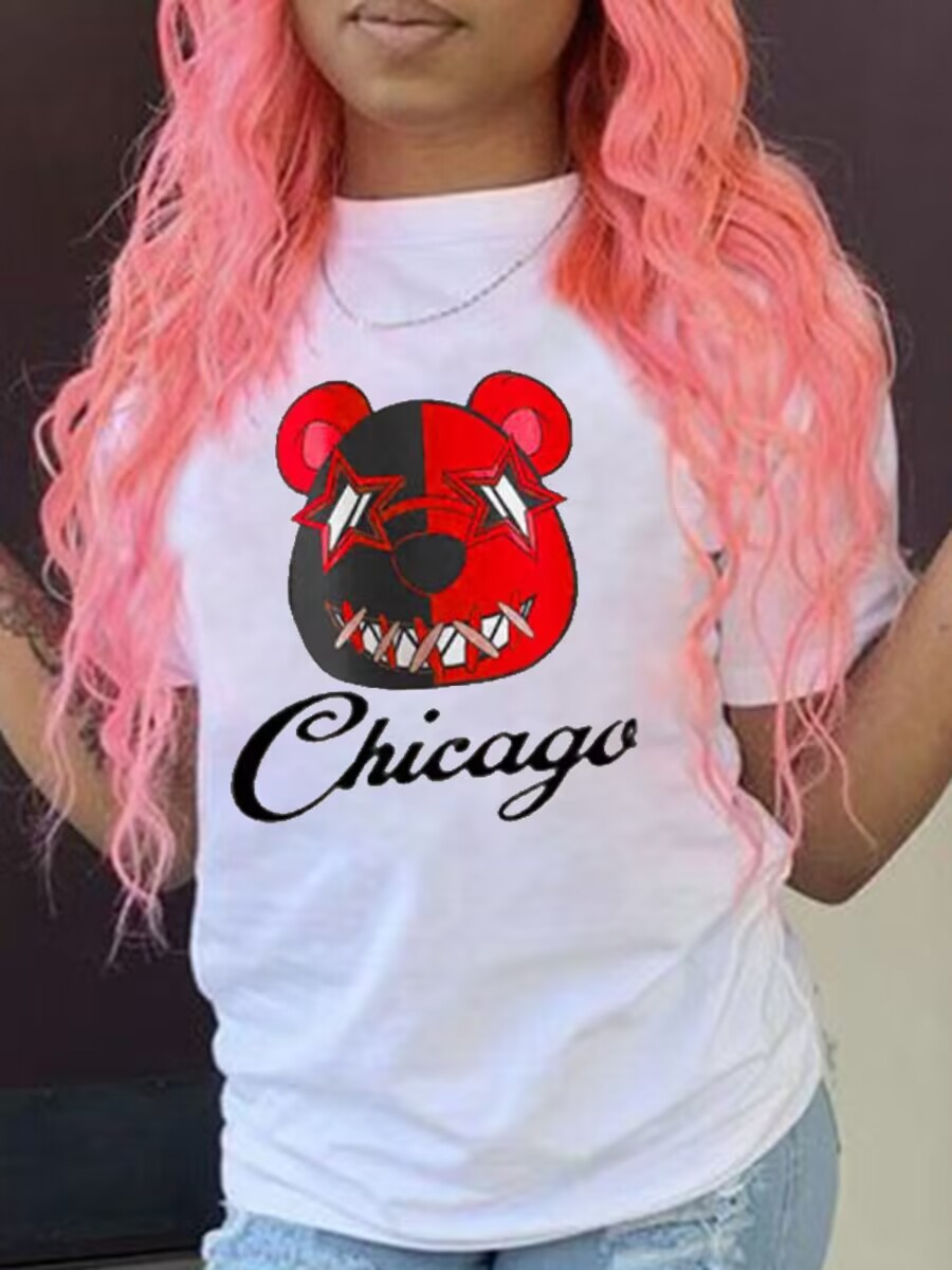 LW Cartoon Letter Print T-shirt