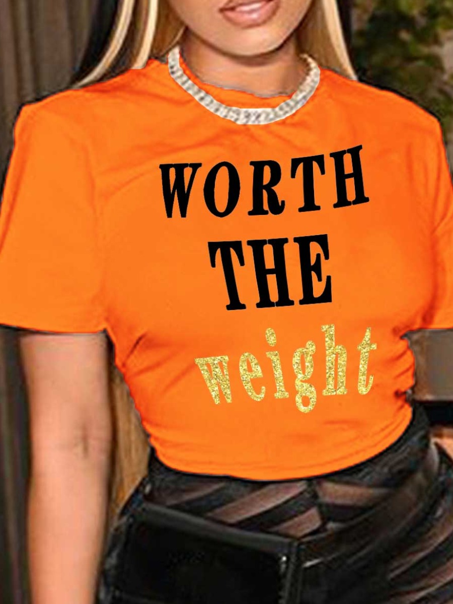 LW Plus Size Worth The Weight Letter Print T-shirt