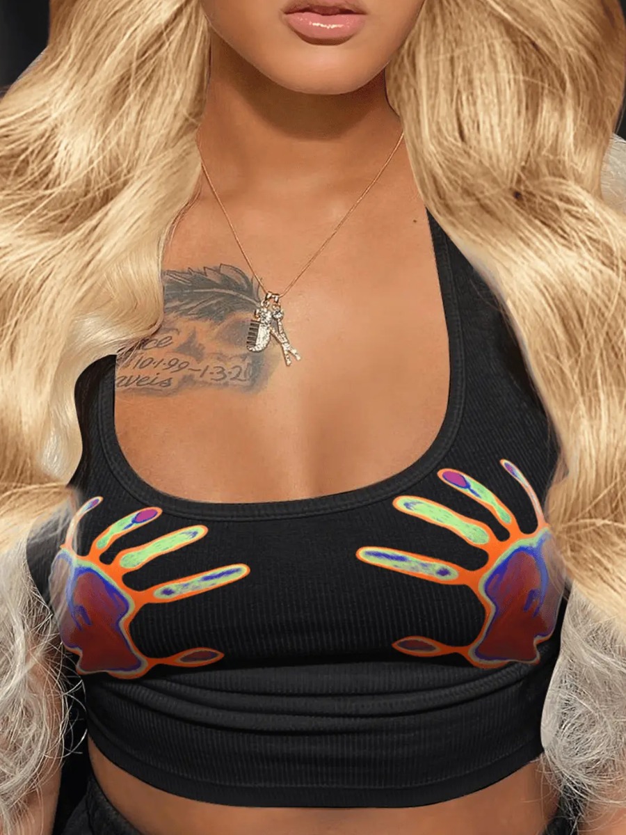 LW Palm Print Rib Knit Camisole