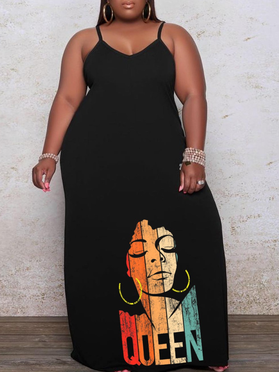 LW Plus Size Figure Print Cami Loose Dress