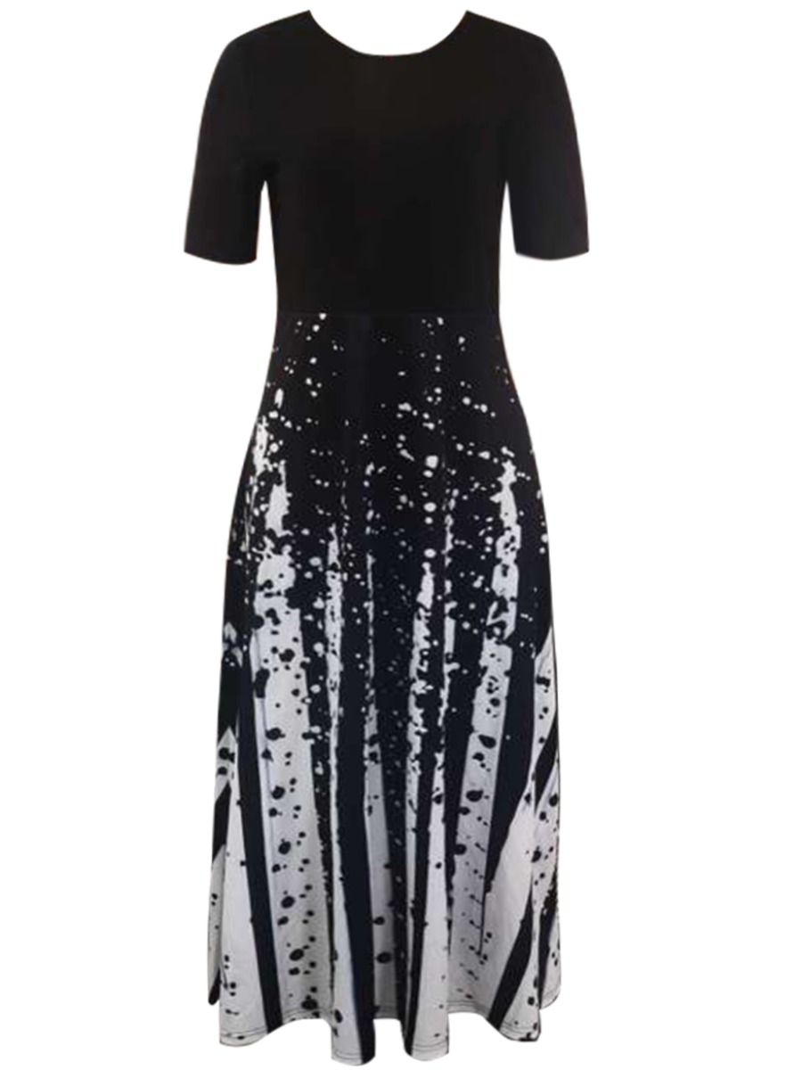 LW Splash Ink Pocket Design A Line Dress