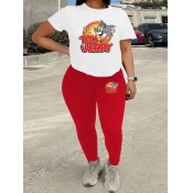 LW Plus Size Cartoon Letter Print Pants Set