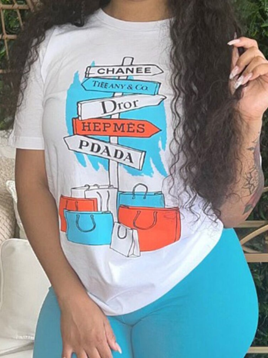LW Plus Size Letter Print Patchwork T-shirt