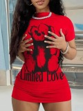 LW Plus Size Bear Love Letter Print Bodycon Dress
