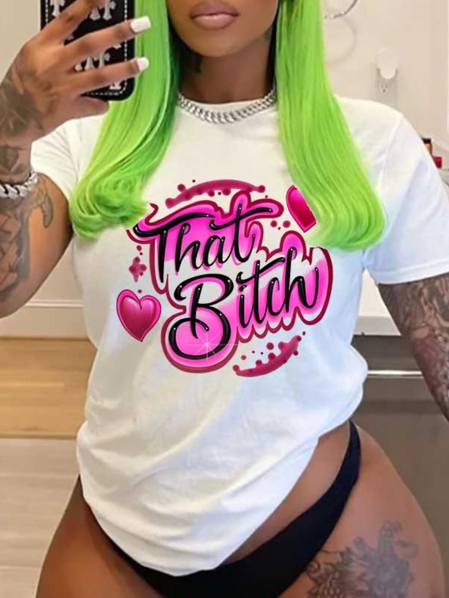 LW Heart Letter Print T-shirt