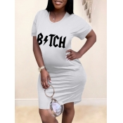 LW BASICS Plus Size Skull Head Letter Print T-shir