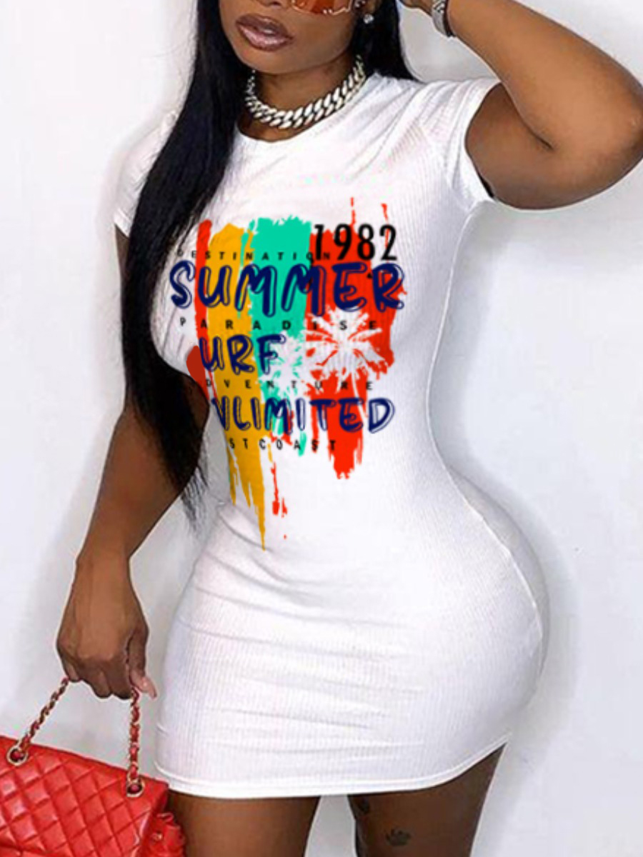 LW Letter Print Patchwork Dress