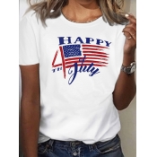 LW BASICS Plus Size American Flag Letter Print T-s