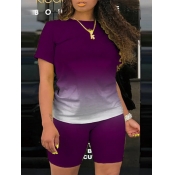 LW Plus Size Gradient Pink Letter Print Shorts Set