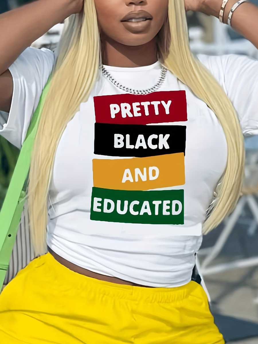 LW Plus Size Basic Letter Print Skinny T-shirt