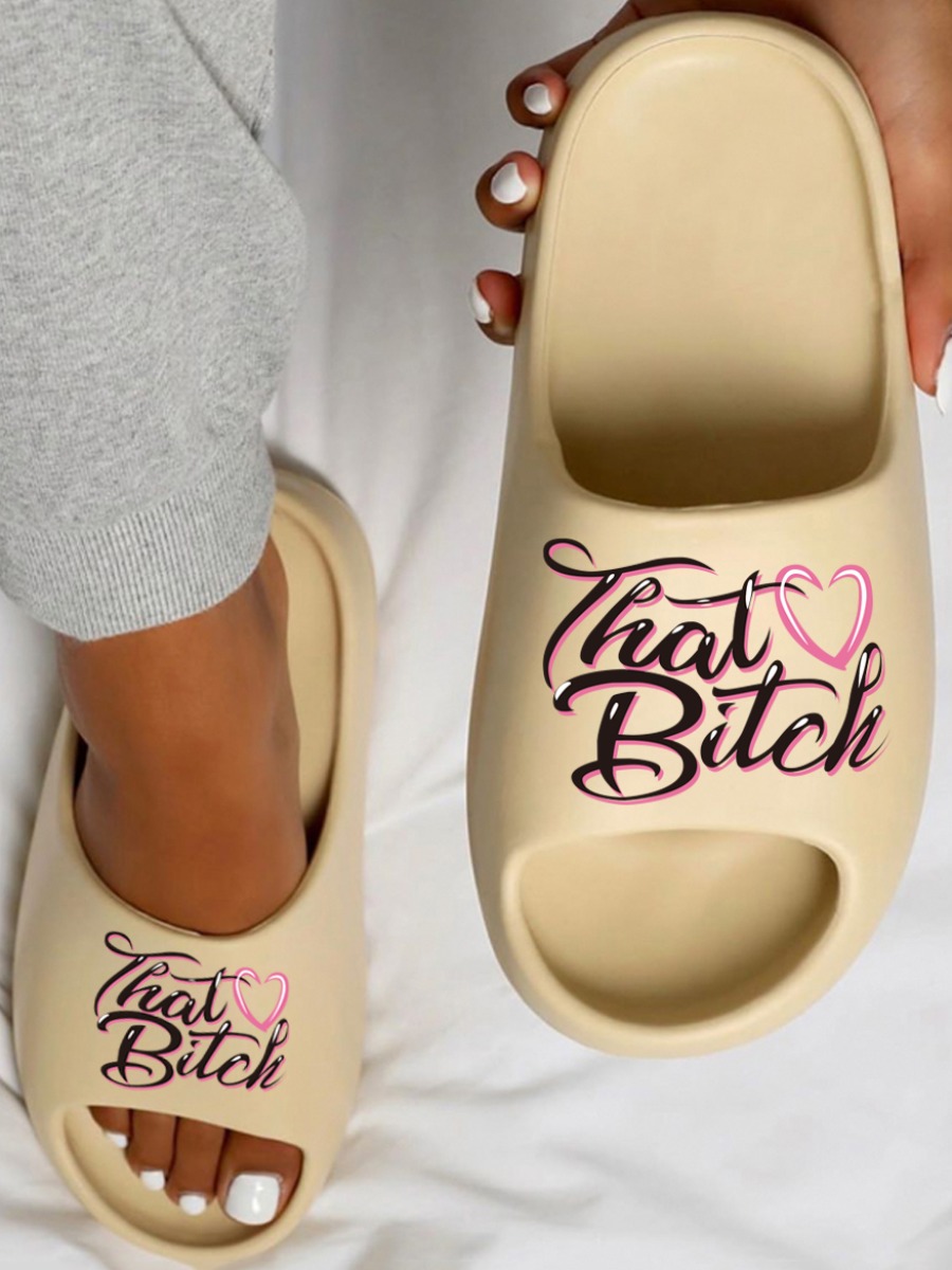 LovelyWholesale Heart Letter Print Slippers Summer Casual Spring Summer 2024