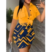 LW Geometric Print Side Pocket Shorts Set